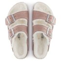 Klapki ocieplane Birkenstock Arizona Suede Leather Shearling Pink Clay LAF wąskie narrow (1023258)