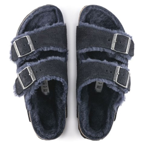 Klapki ocieplane Birkenstock Arizona VL Shearling Midnight skóra zamszowa szerokie regular (1020592) Klapki ocieplane Birkenstock Arizona VL Shearling Midnight skóra zamszowa szerokie regular (1020592)