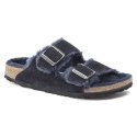 Klapki ocieplane Birkenstock Arizona VL Shearling Midnight skóra zamszowa wąskie narrow (1020583)
