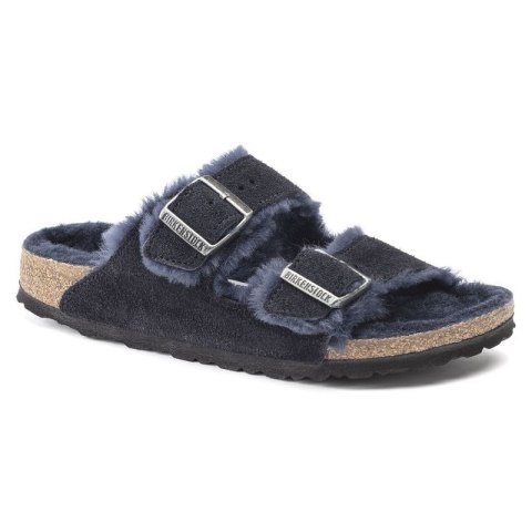 Klapki ocieplane Birkenstock Arizona VL Shearling Midnight skóra zamszowa wąskie narrow (1020583) Klapki ocieplane Birkenstock Arizona VL Shearling Midnight skóra zamszowa wąskie narrow (1020583)