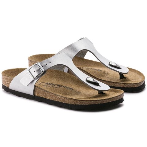 Japonki damskie Birkenstock Gizeh Birko-Flor srebrne regular szerokie (0043851) Japonki damskie Birkenstock Gizeh Birko-Flor srebrne regular szerokie (0043851)