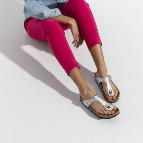Japonki damskie Birkenstock Gizeh Birko-Flor srebrne regular szerokie (0043851) Japonki damskie Birkenstock Gizeh Birko-Flor srebrne regular szerokie (0043851)