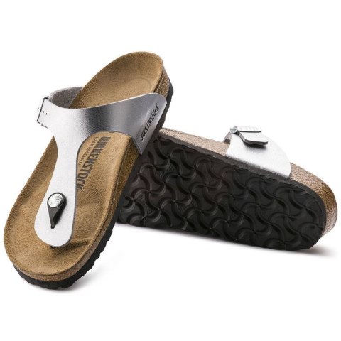 Japonki damskie Birkenstock Gizeh Birko-Flor srebrne regular szerokie (0043851) Japonki damskie Birkenstock Gizeh Birko-Flor srebrne regular szerokie (0043851)