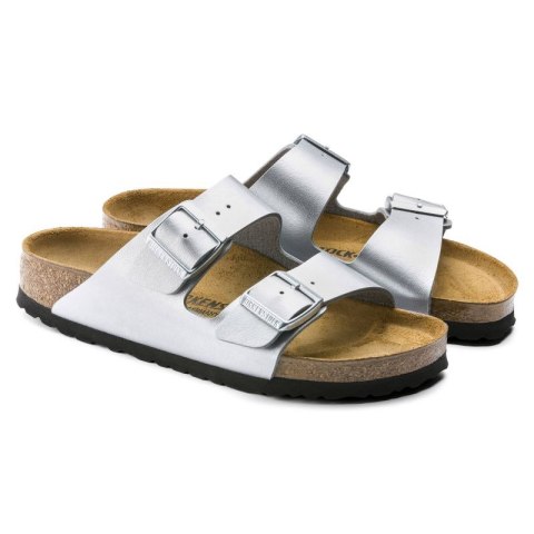 Klapki damskie Birkenstock srebrne Arizona Birko-Flor Silver regular szerokie (1012282) Klapki damskie Birkenstock srebrne Arizona Birko-Flor Silver regular szerokie (1012282)