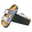 Klapki damskie Birkenstock srebrne Arizona Birko-Flor Silver regular szerokie (1012282)
