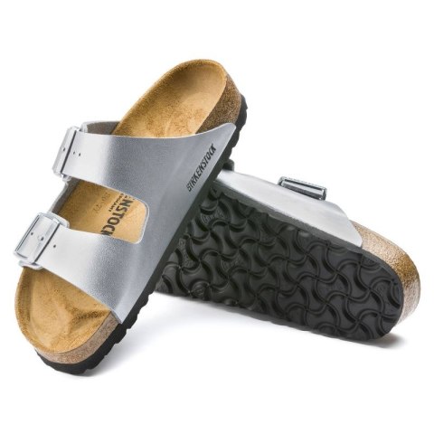 Klapki damskie Birkenstock srebrne Arizona Birko-Flor Silver regular szerokie (1012282) Klapki damskie Birkenstock srebrne Arizona Birko-Flor Silver regular szerokie (1012282)
