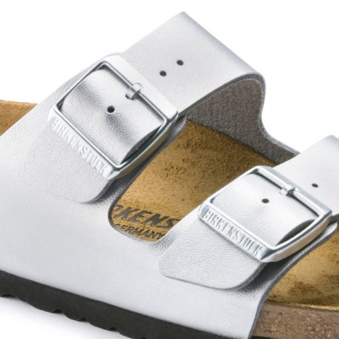 Klapki damskie Birkenstock srebrne Arizona Birko-Flor Silver regular szerokie (1012282) Klapki damskie Birkenstock srebrne Arizona Birko-Flor Silver regular szerokie (1012282)