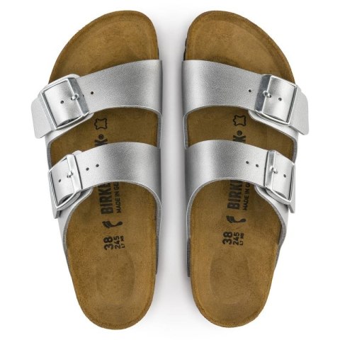 Klapki damskie Birkenstock srebrne Arizona Birko-Flor Silver regular szerokie (1012282) Klapki damskie Birkenstock srebrne Arizona Birko-Flor Silver regular szerokie (1012282)