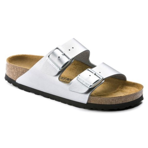 Klapki damskie Birkenstock srebrne Arizona Birko-Flor Silver regular szerokie (1012282) Klapki damskie Birkenstock srebrne Arizona Birko-Flor Silver regular szerokie (1012282)
