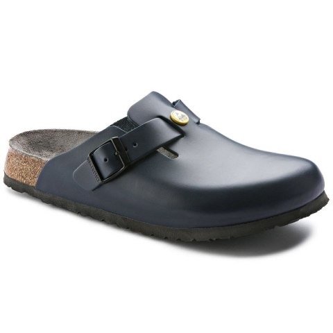 Chodaki damskie Birkenstock Boston ESD Blue skóra naturalna klapki narrow wąskie (0061388) Chodaki damskie Birkenstock Boston ESD Blue skóra naturalna klapki narrow wąskie (0061388)