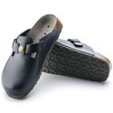 Chodaki damskie Birkenstock Boston ESD Blue skóra naturalna klapki narrow wąskie (0061388)