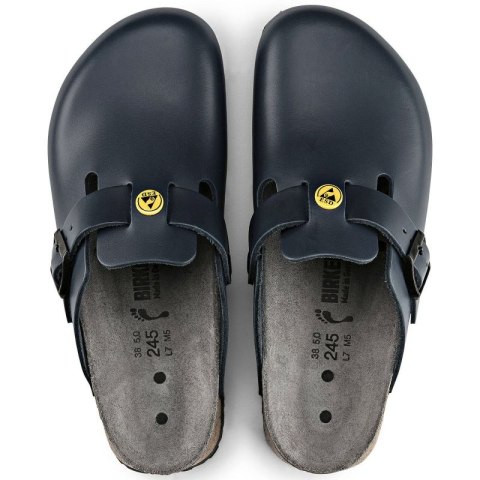 Chodaki damskie Birkenstock Boston ESD Blue skóra naturalna klapki narrow wąskie (0061388) Chodaki damskie Birkenstock Boston ESD Blue skóra naturalna klapki narrow wąskie (0061388)