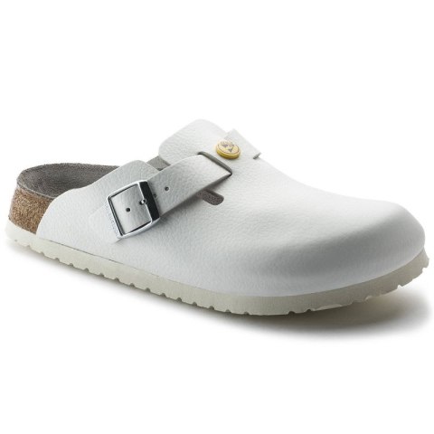 Chodaki damskie Birkenstock Boston ESD White skóra naturalna klapki medyczne narrow wąskie (0061378) Chodaki damskie Birkenstock Boston ESD White skóra naturalna klapki medyczne narrow wąskie (0061378)