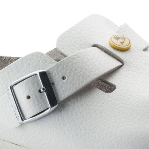 Chodaki damskie Birkenstock Boston ESD White skóra naturalna klapki medyczne narrow wąskie (0061378) Chodaki damskie Birkenstock Boston ESD White skóra naturalna klapki medyczne narrow wąskie (0061378)