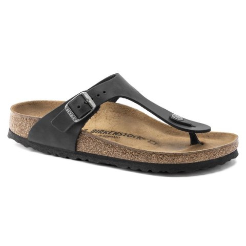 Japonki damskie/męskie Birkenstock Gizeh NU Oiled Black Regular olejowana skóra na szeroką stopę (0845251) Japonki damskie/męskie Birkenstock Gizeh NU Oiled Black Regular olejowana skóra na szeroką stopę (0845251)
