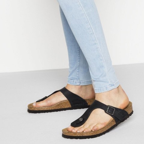 Japonki damskie/męskie Birkenstock Gizeh NU Oiled Black Regular olejowana skóra na szeroką stopę (0845251) Japonki damskie/męskie Birkenstock Gizeh NU Oiled Black Regular olejowana skóra na szeroką stopę (0845251)
