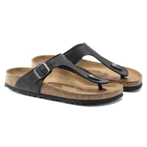Japonki damskie/męskie Birkenstock Gizeh NU Oiled Black Regular olejowana skóra na szeroką stopę (0845251) Japonki damskie/męskie Birkenstock Gizeh NU Oiled Black Regular olejowana skóra na szeroką stopę (0845251)