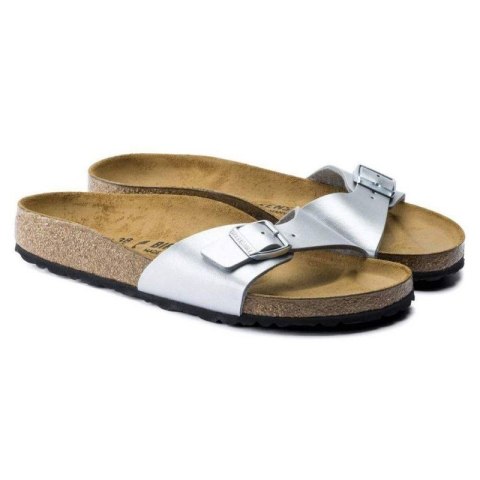 Klapki damskie Birkenstock Madrid Birko-Flor Silver srebrne regular szerokie (0040411) Klapki damskie Birkenstock Madrid Birko-Flor Silver srebrne regular szerokie (0040411)