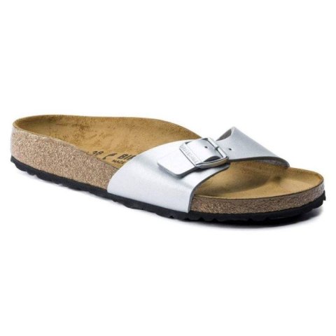 Klapki damskie Birkenstock Madrid Birko-Flor Silver srebrne regular szerokie (0040411) Klapki damskie Birkenstock Madrid Birko-Flor Silver srebrne regular szerokie (0040411)