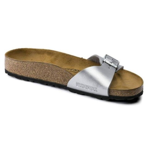Klapki damskie Birkenstock Madrid Birko-Flor Silver srebrne regular szerokie (0040411) Klapki damskie Birkenstock Madrid Birko-Flor Silver srebrne regular szerokie (0040411)