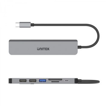 Unitek Hub USB-C aluminium 7w1 Unitek Hub USB-C aluminium 7w1