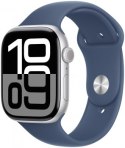Apple Watch Series 10 GPS 46mm Silver Aluminium Case with Denim Sport Band - M/L