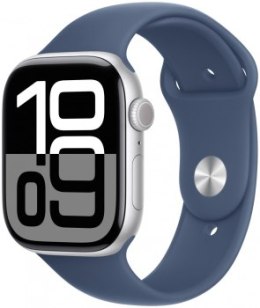 Apple Watch Series 10 GPS 46mm Silver Aluminium Case with Denim Sport Band - M/L