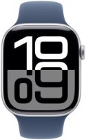 Apple Watch Series 10 GPS 46mm Silver Aluminium Case with Denim Sport Band - M/L
