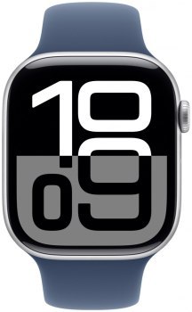 Apple Watch Series 10 GPS 46mm Silver Aluminium Case with Denim Sport Band - M/L