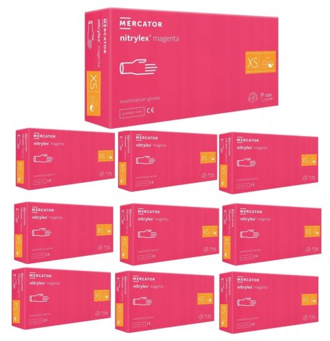Rękawice Nitrylowe 100 szt. Nitrylex Magenta - 10 szt. (L 8-9) Rękawice Nitrylowe 100 szt. Nitrylex Magenta - 10 szt. (L 8-9)