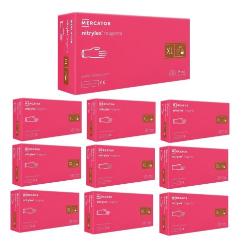 Rękawice Nitrylowe 100 szt. Nitrylex Magenta - 10 szt. (L 8-9) Rękawice Nitrylowe 100 szt. Nitrylex Magenta - 10 szt. (L 8-9)