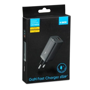 ŁADOWARKA SIECIOWA I-BOX C-65 GAN PD65W KABEL CZARNA ŁADOWARKA SIECIOWA I-BOX C-65 GAN PD65W KABEL CZARNA