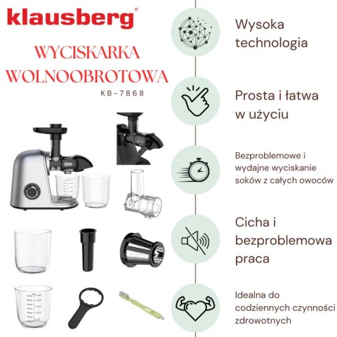 SOKOWIRÓWKA WYCISKARKA WOLNOOBROTOWA KLAUSBERG KB-7868 SOKOWIRÓWKA WYCISKARKA WOLNOOBROTOWA KLAUSBERG KB-7868
