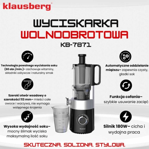 SOKOWIRÓWKA WYCISKARKA WOLNOOBROTOWA PIONOWA KLAUSBERG KB-7871 SOKOWIRÓWKA WYCISKARKA WOLNOOBROTOWA PIONOWA KLAUSBERG KB-7871