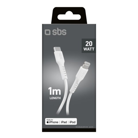Kabel przewód z certyfikatem MFi USB-C - iPhone Lightning 1m - biały Kabel przewód z certyfikatem MFi USB-C - iPhone Lightning 1m - biały