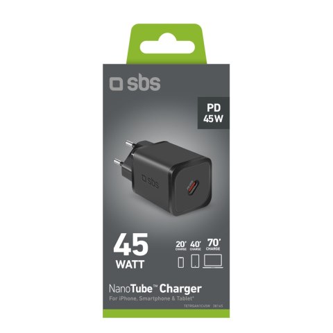 Ładowarka sieciowa Power Delivery GaN USB-C 45W - czarna Ładowarka sieciowa Power Delivery GaN USB-C 45W - czarna