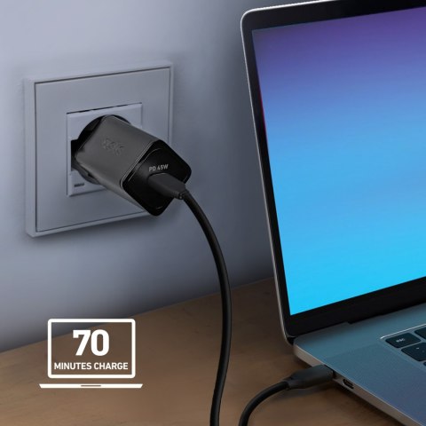 Ładowarka sieciowa Power Delivery GaN USB-C 45W - czarna Ładowarka sieciowa Power Delivery GaN USB-C 45W - czarna