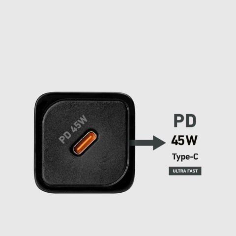 Ładowarka sieciowa Power Delivery GaN USB-C 45W - czarna Ładowarka sieciowa Power Delivery GaN USB-C 45W - czarna