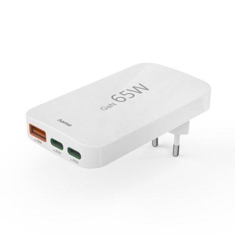 Ładowarka sieciowa składana GaN USB-C USB-A 65W - biała Ładowarka sieciowa składana GaN USB-C USB-A 65W - biała