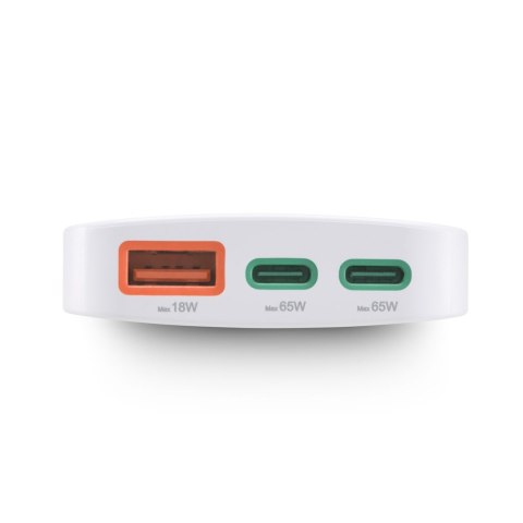 Ładowarka sieciowa składana GaN USB-C USB-A 65W - biała Ładowarka sieciowa składana GaN USB-C USB-A 65W - biała