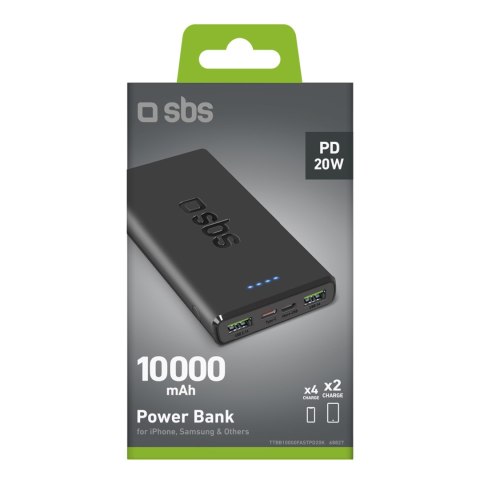 Powerbank 10000 mAh Power Delivery 20W - czarny Powerbank 10000 mAh Power Delivery 20W - czarny