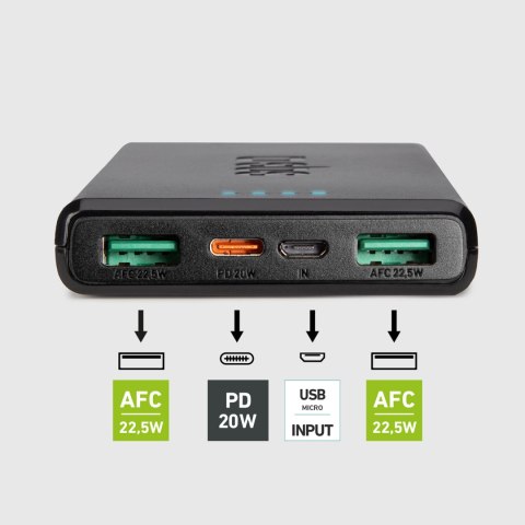 Powerbank 10000 mAh Power Delivery 20W - czarny Powerbank 10000 mAh Power Delivery 20W - czarny
