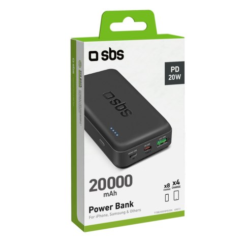 Powerbank 20000 mAh PD USB-C USB-A Micro-USB 20W - czarny Powerbank 20000 mAh PD USB-C USB-A Micro-USB 20W - czarny
