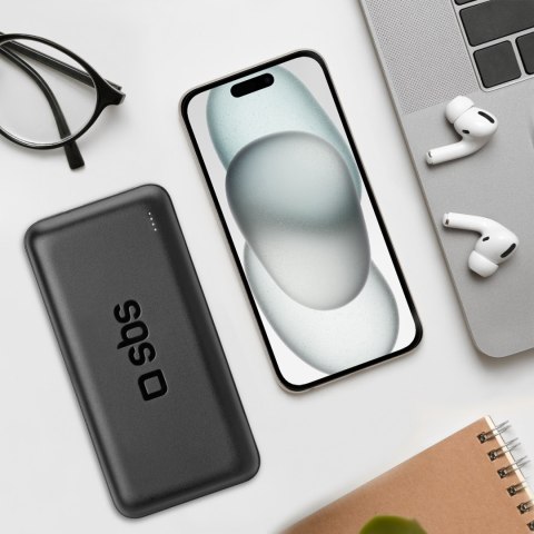 Powerbank 20000 mAh PD USB-C USB-A Micro-USB 20W - czarny Powerbank 20000 mAh PD USB-C USB-A Micro-USB 20W - czarny