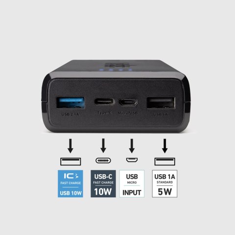 Powerbank 20000 mAh USB-A USB-C - czarny Powerbank 20000 mAh USB-A USB-C - czarny