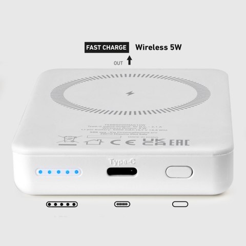Powerbank 5000 mAh USB-C kompatybilny z MagSafe - biały Powerbank 5000 mAh USB-C kompatybilny z MagSafe - biały