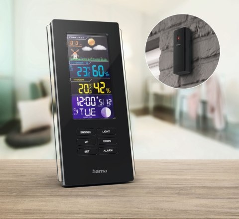Stacja pogody Hama Color Edge termometr higrometr radiobudzik fazy księzyca - czarna Stacja pogody Hama Color Edge termometr higrometr radiobudzik fazy księzyca - czarna