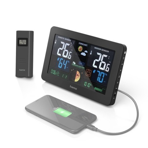 Stacja pogody Hama Premium z kolorowym wyświetlaczem USB - czarna Stacja pogody Hama Premium z kolorowym wyświetlaczem USB - czarna