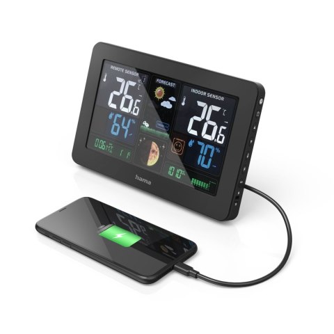 Stacja pogody Hama Premium z kolorowym wyświetlaczem USB - czarna Stacja pogody Hama Premium z kolorowym wyświetlaczem USB - czarna