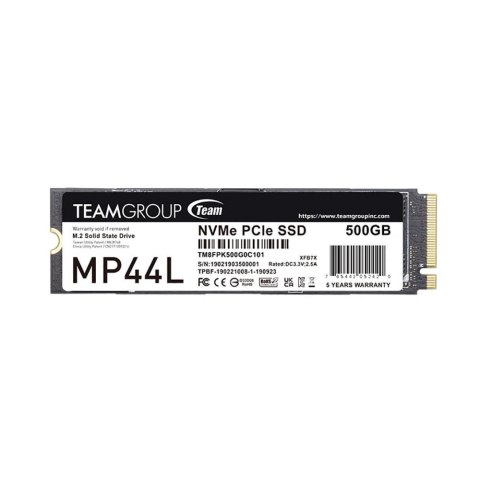 Dysk SSD Team Group MP44L 500GB M.2 PCIe NVMe Gen4 x4 (5000/2500 MB/s) Dysk SSD Team Group MP44L 500GB M.2 PCIe NVMe Gen4 x4 (5000/2500 MB/s)